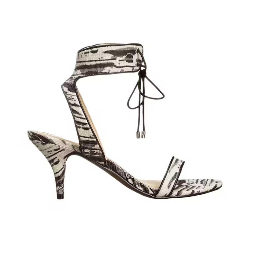 Chinese Laundry Ravish Kitten Heel Sandals Animal Print Ankle Tie 8.5 39 810518